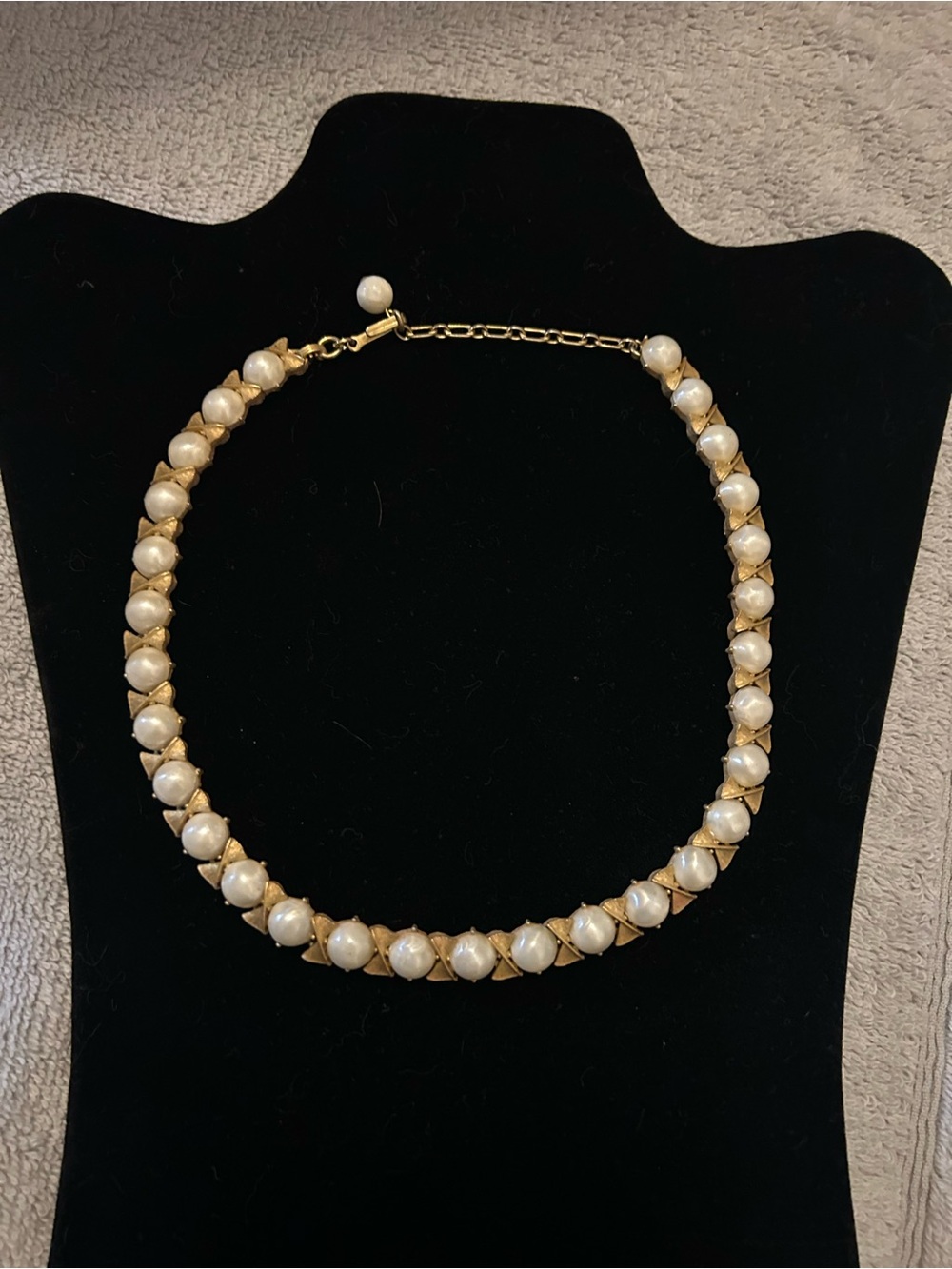 Trifari Signed vintage 1950’s Faux Pearl Necklace